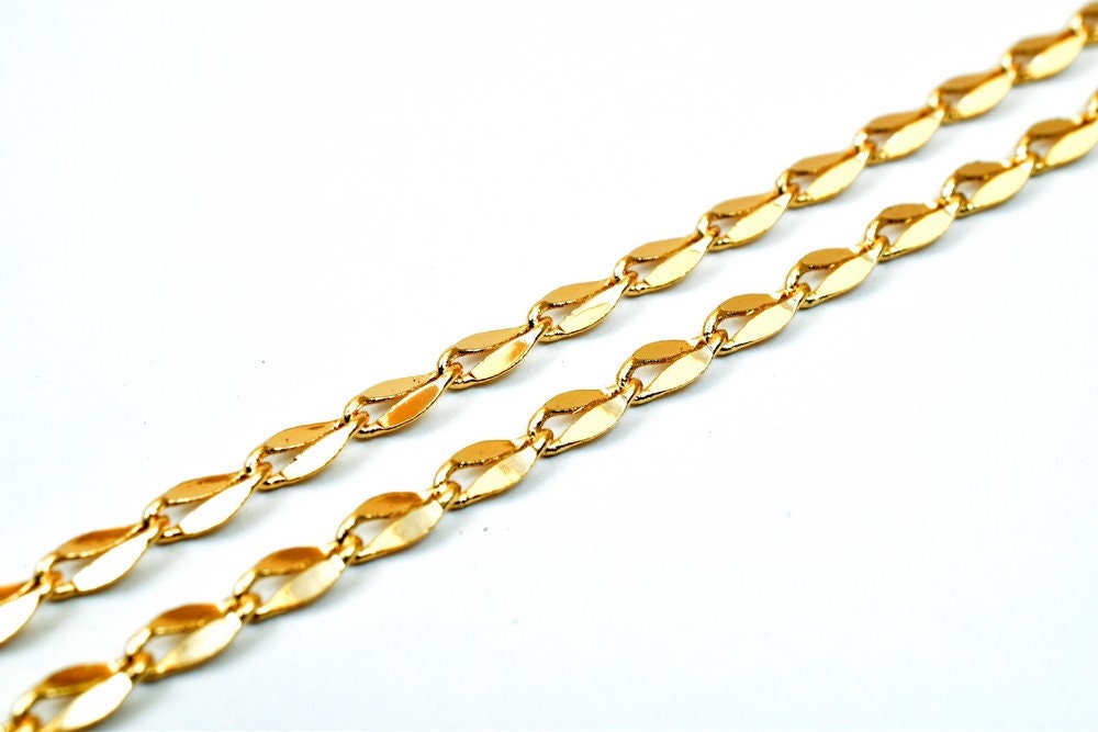 18K Pinky Gold Filled EP Chain Width 2.5mm Thickness 0.5mm Gold-Filled findings for Gold Filled Jewelry Making Sold by Foot PGF21