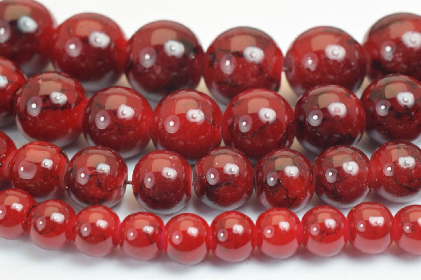 Glass Beads Round Beads Two Tone Red And Black 6mm/8mm/10mm/12mm Shine Round Beads For Jewelry Making Item# TTAD