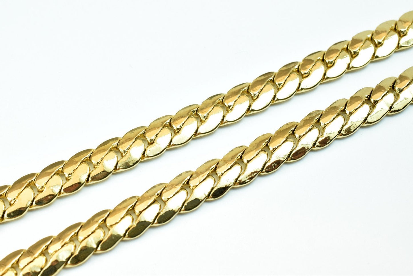 23 Inches 18K Gold Filled EP Chain Curb/Herringbone/Serpentine Chain Width 7mm/Thickness 2.5mm/ Findings for Jewelry Making CG414