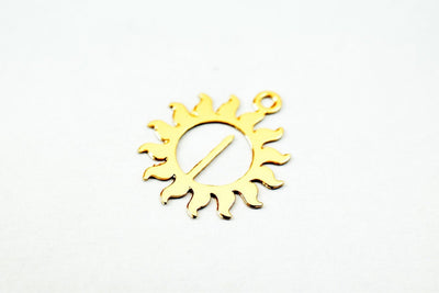 6 PCs Dainty Thin 18K Pinky as as Gold Filled* tarnish resistant Sun Charm Pendant Size 12x10mm Thickness 0.25mm For Jewelry Making DGF01