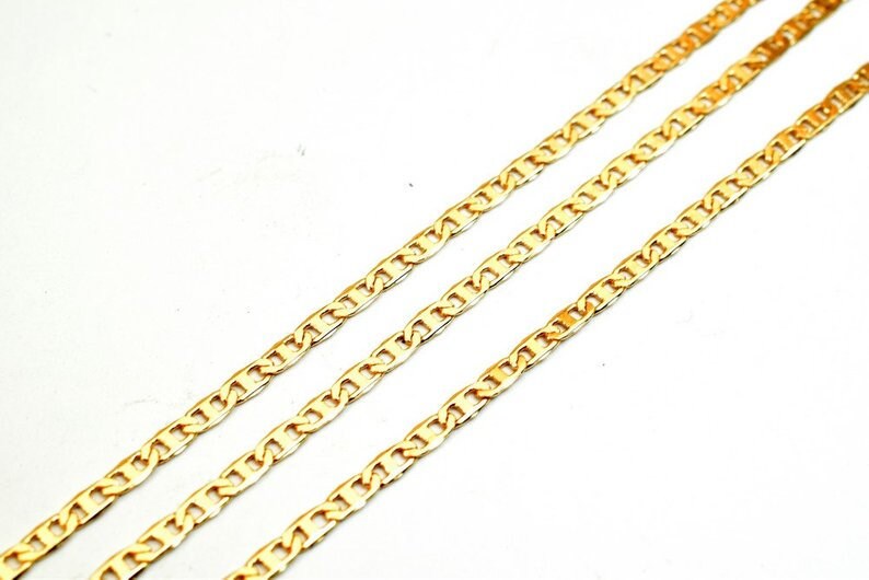 3 Foots 18K Pinky Gold Filled Anchor, Marine, Figarucci Chain Width 2mm Thickness 0.5mm Gold-Filled finding for Jewelry Making PGF35 - BeadsFindingDepot