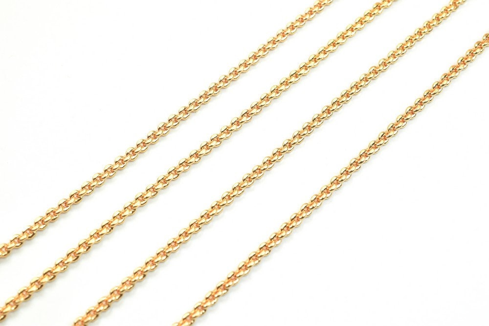 3 Feet 18K Pinky Gold Filled Cable Chain, Link Chain Width 2mm Thickness 1mm Gold-Filled finding Chain for Gold Filled Jewelry Making PGF07 - BeadsFindingDepot