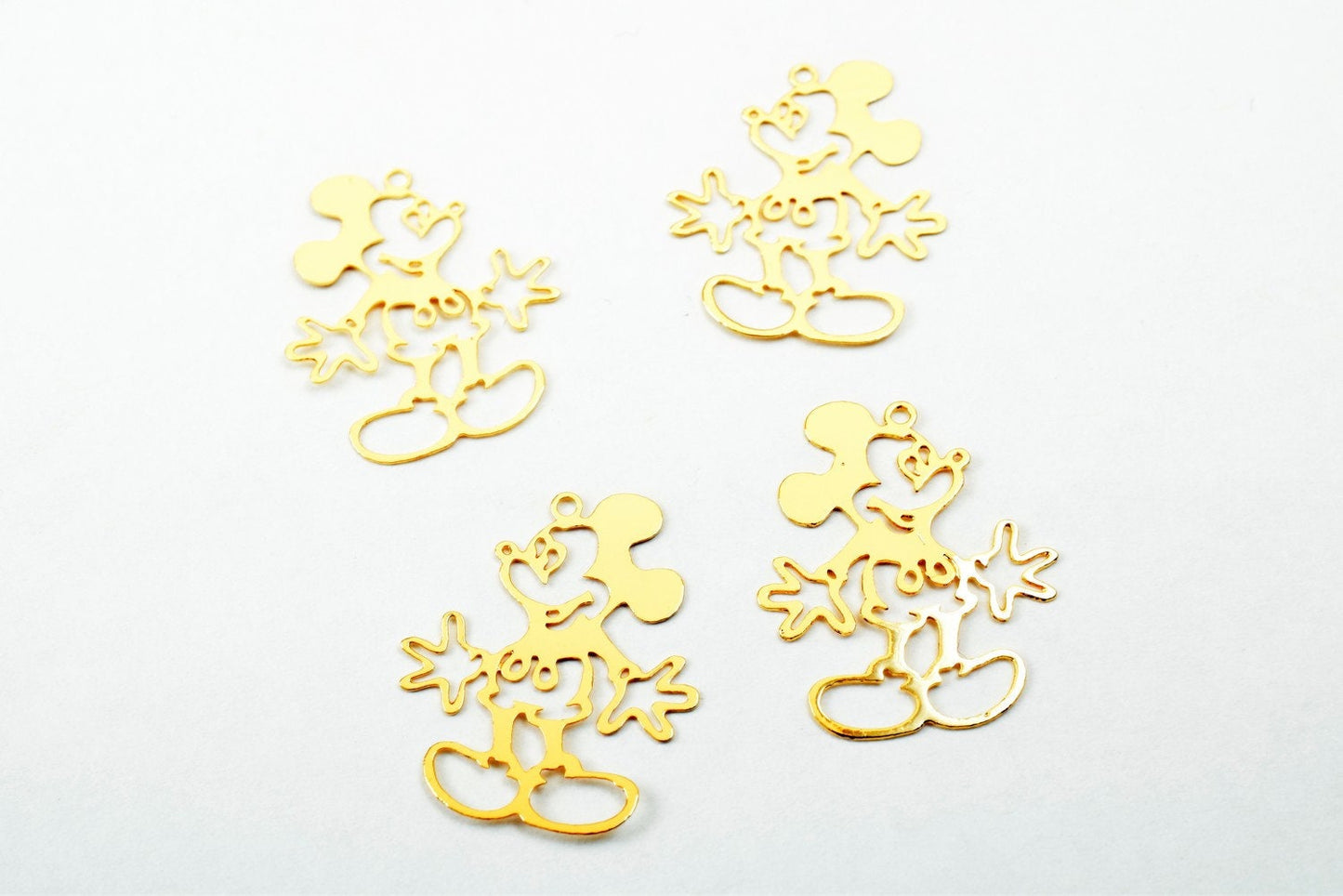 2 PCs Dainty Thin 18K Pinky as Gold Filled* Filigree Mouse Charm Pendant Size 21.5x17.5mm Thickness 0.25mm For Jewelry Making DGF11