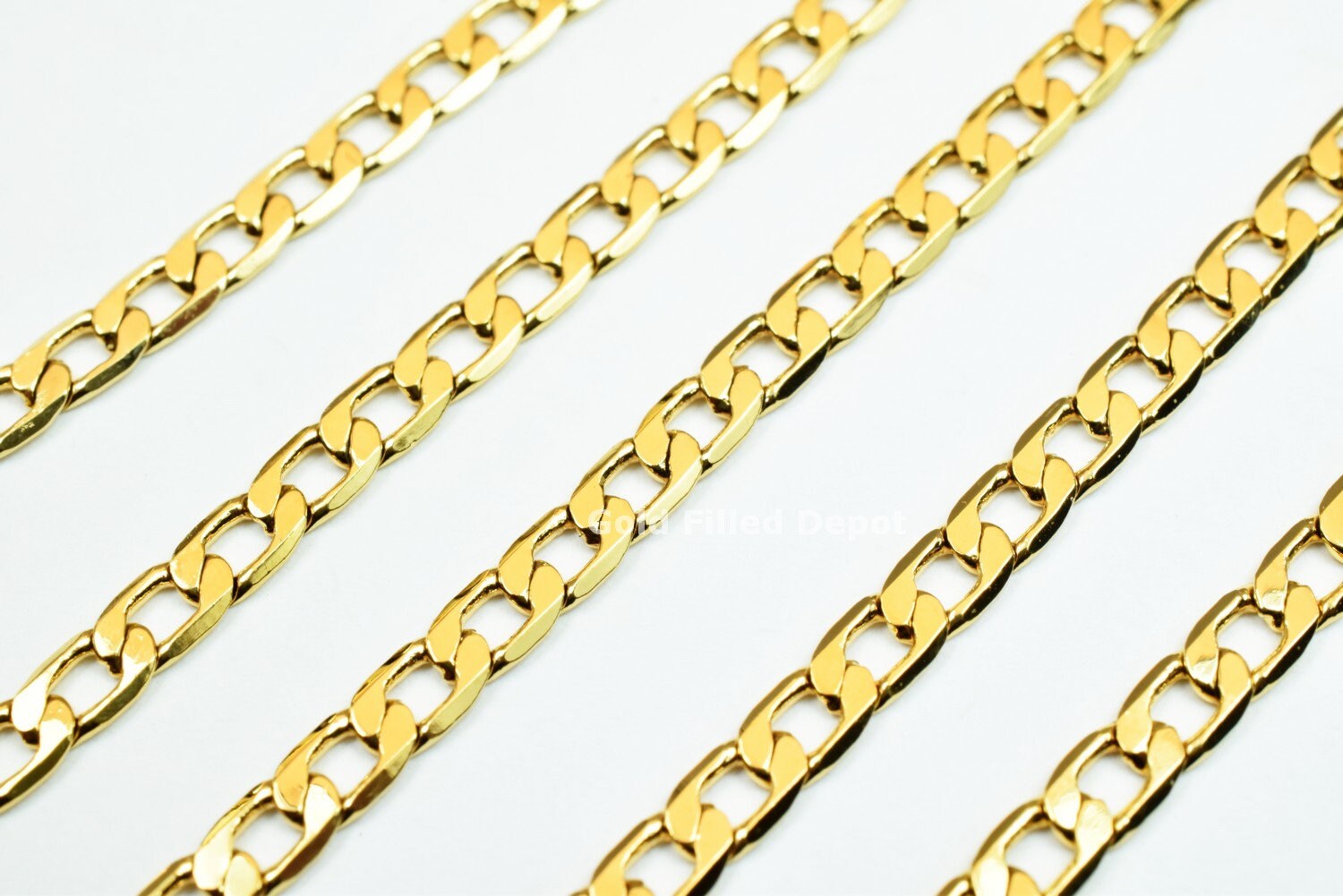 3 Feet 18K Gold Filled Chain Cuban Link Chain, Cable Chain Width 3mm Thickness 0.5mm Gold Filled Finding Chain For Jewelry Making GFC044 - BeadsFindingDepot