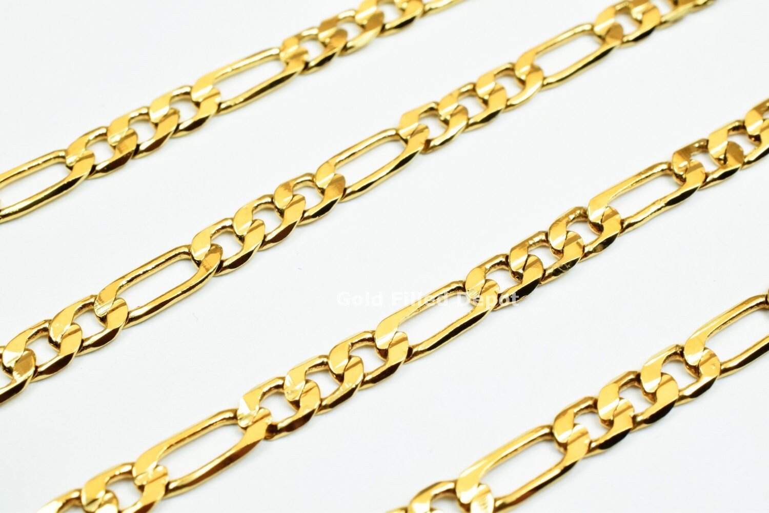 3 Foots 18K Gold Filled Chain Figaro Chain Width 3.5mm Thickness 0.5mm Gold-Filled finding for Gold Filled Jewelry Making GFC041 - BeadsFindingDepot