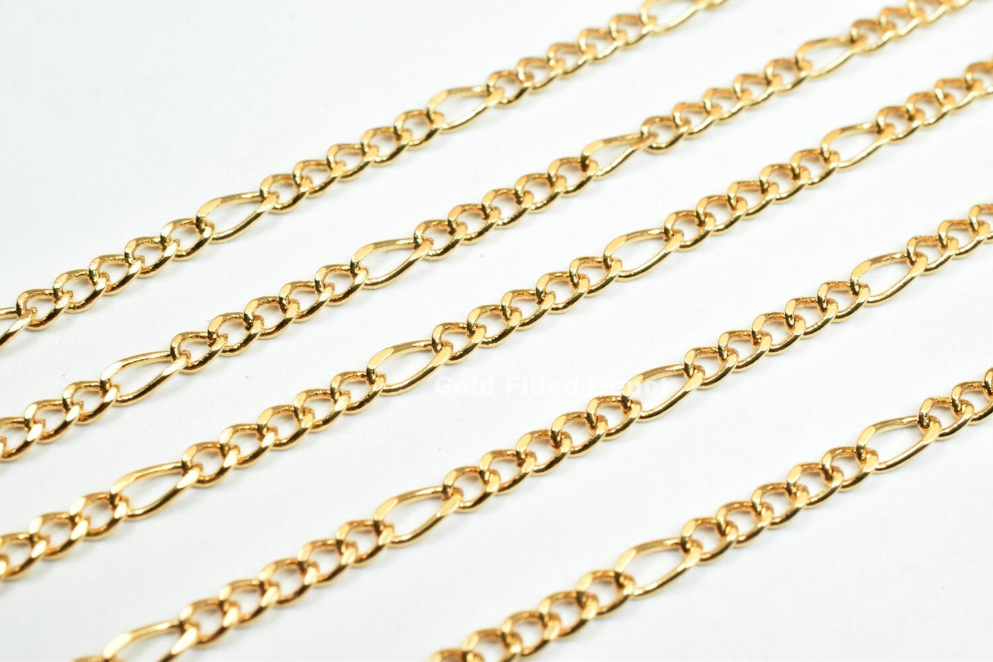 3 Feet 18K Gold Filled Chain Figaro Cuban Necklace Chain Width 2mm Thickness 0.5mm Gold-Filled findings for Jewelry Supplier GFC012 - BeadsFindingDepot