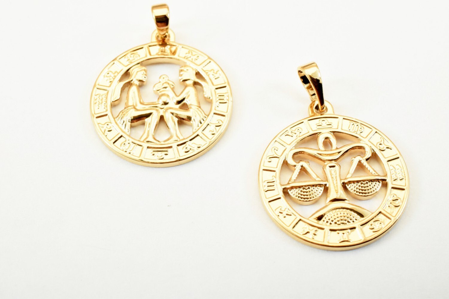 Zodiac Charm Pendants Horoscope Charms Horoscope Pendant Pinky Gold Filled Size 22x19.5mm Zodiac Coin Constellation Charm For Jewelry Making