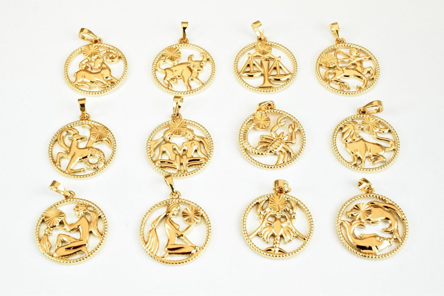 Zodiac Charm Pendants Horoscope Charms Horoscope Pendant Pinky Gold Filled Size 23x20mm Zodiac Coin Constellation Charm For Jewelry Making