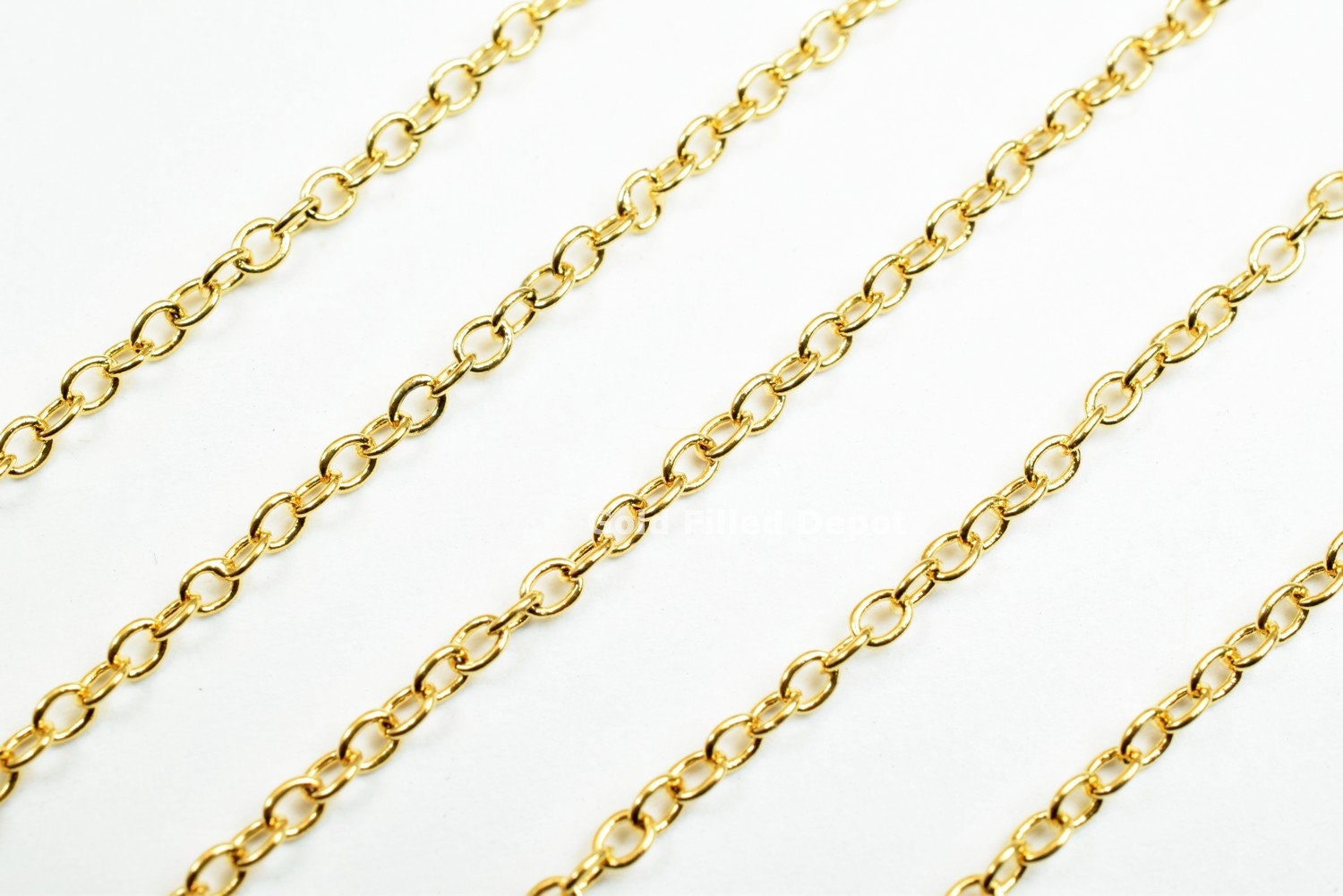 18K Gold Filled Round Cable Link Chain personalize necklace Width 1mm Thickness 1mm findings for Jewelry supplies  wholesale GFC003-3 Feet - BeadsFindingDepot