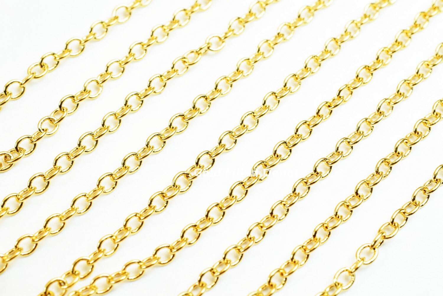 3 Foots 18K Gold Filled Chain Cable Link Chain Width 2mm Thickness 0.25mm Gold-Filled finding for Gold Filled Jewelry Making - BeadsFindingDepot