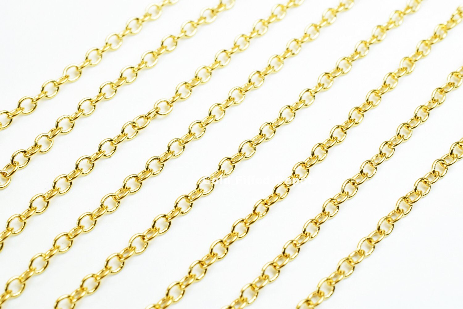 3 Foots 18K Gold Filled Chain Cable Link Chain Width 2mm Thickness 0.25mm Gold-Filled finding for Gold Filled Jewelry Making - BeadsFindingDepot