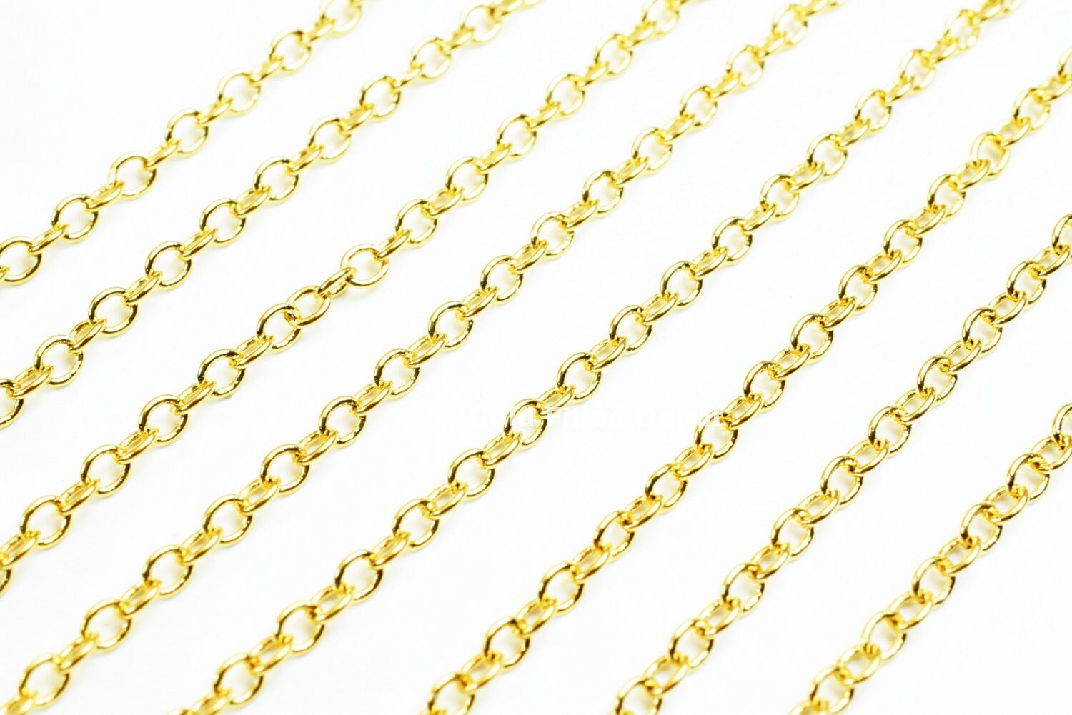 3 Foots 18K Gold Filled Chain Cable Link Chain Width 2mm Thickness 0.25mm Gold-Filled finding for Gold Filled Jewelry Making - BeadsFindingDepot