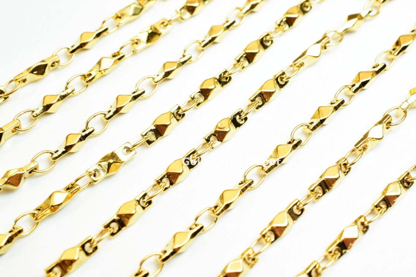 3 Foot 18K Gold Filled Bar Chain Size 2.5mm Gold Filled Findings Chain For Jewelry Making - BeadsFindingDepot