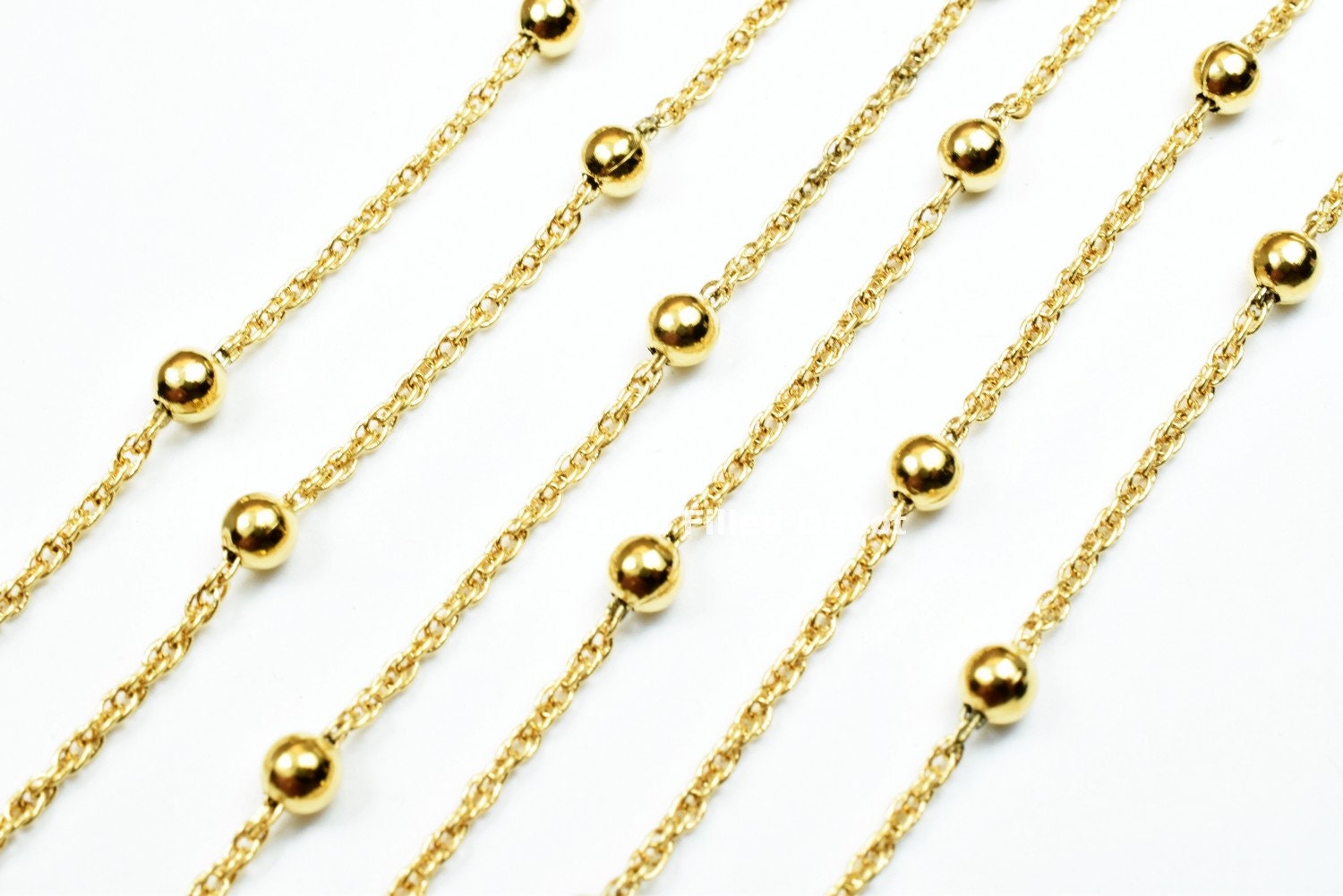 3 Foots 18K Gold Filled Satellite Rope Chain Ball Size 3.5mm Chain Size 1.5mm Gold-Filled finding for Gold Filled Jewelry Making - BeadsFindingDepot