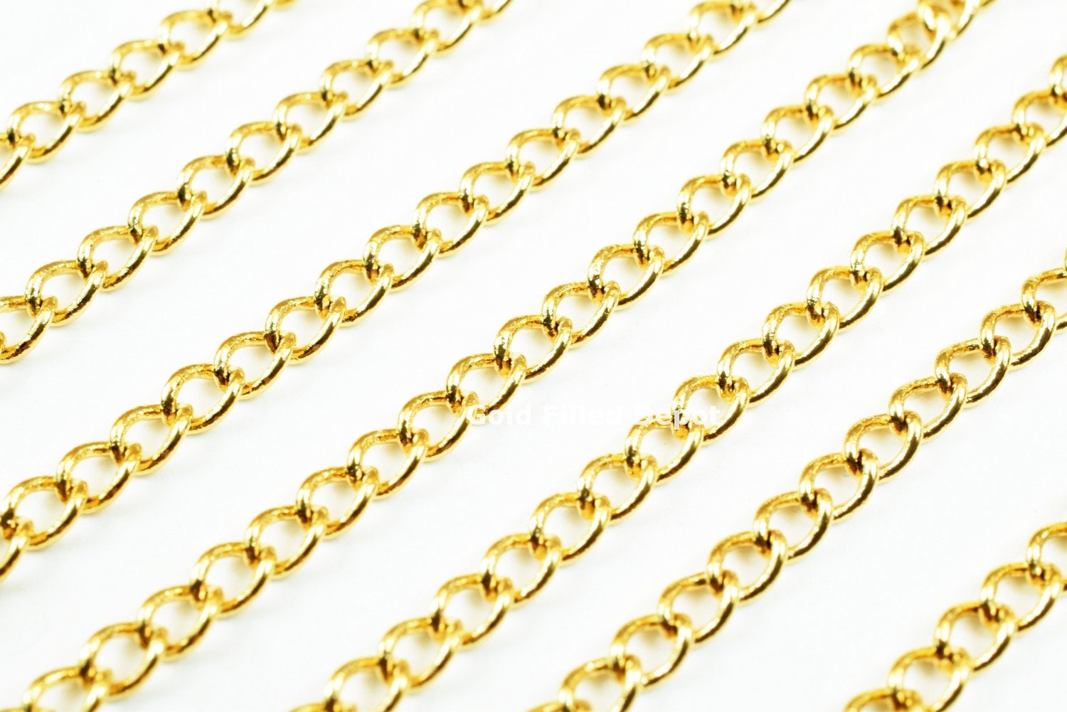 3 Foots 18K Gold Filled Chain Cable Link Chain Width 3mm Thickness 1mm Gold-Filled finding for Gold Filled Jewelry Making - BeadsFindingDepot