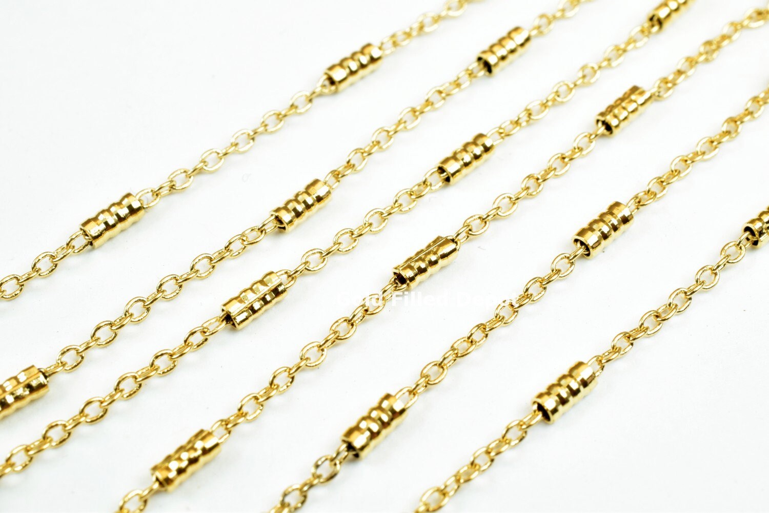 3 Foots 18K Gold Filled Chain Cable Link Chain, Bar Chain, Bar 2x3mm Chain 1mm Gold-Filled finding for Gold Filled Jewelry Making - BeadsFindingDepot