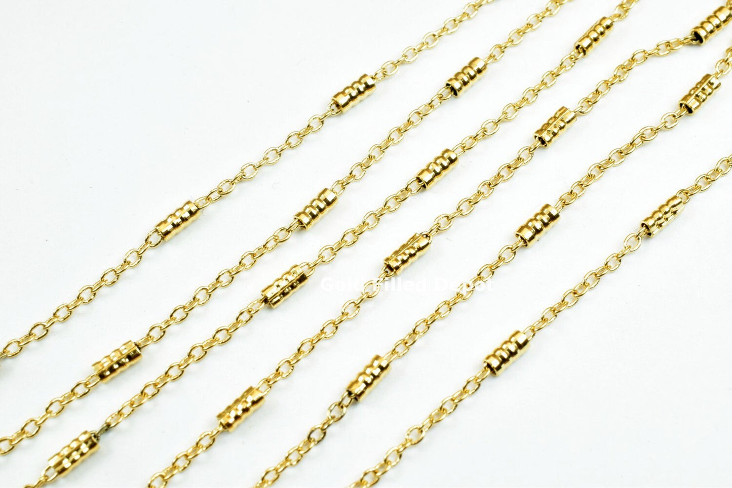 3 Foots 18K Gold Filled Chain Cable Link Chain, Bar Chain, Bar 2x3mm Chain 1mm Gold-Filled finding for Gold Filled Jewelry Making - BeadsFindingDepot