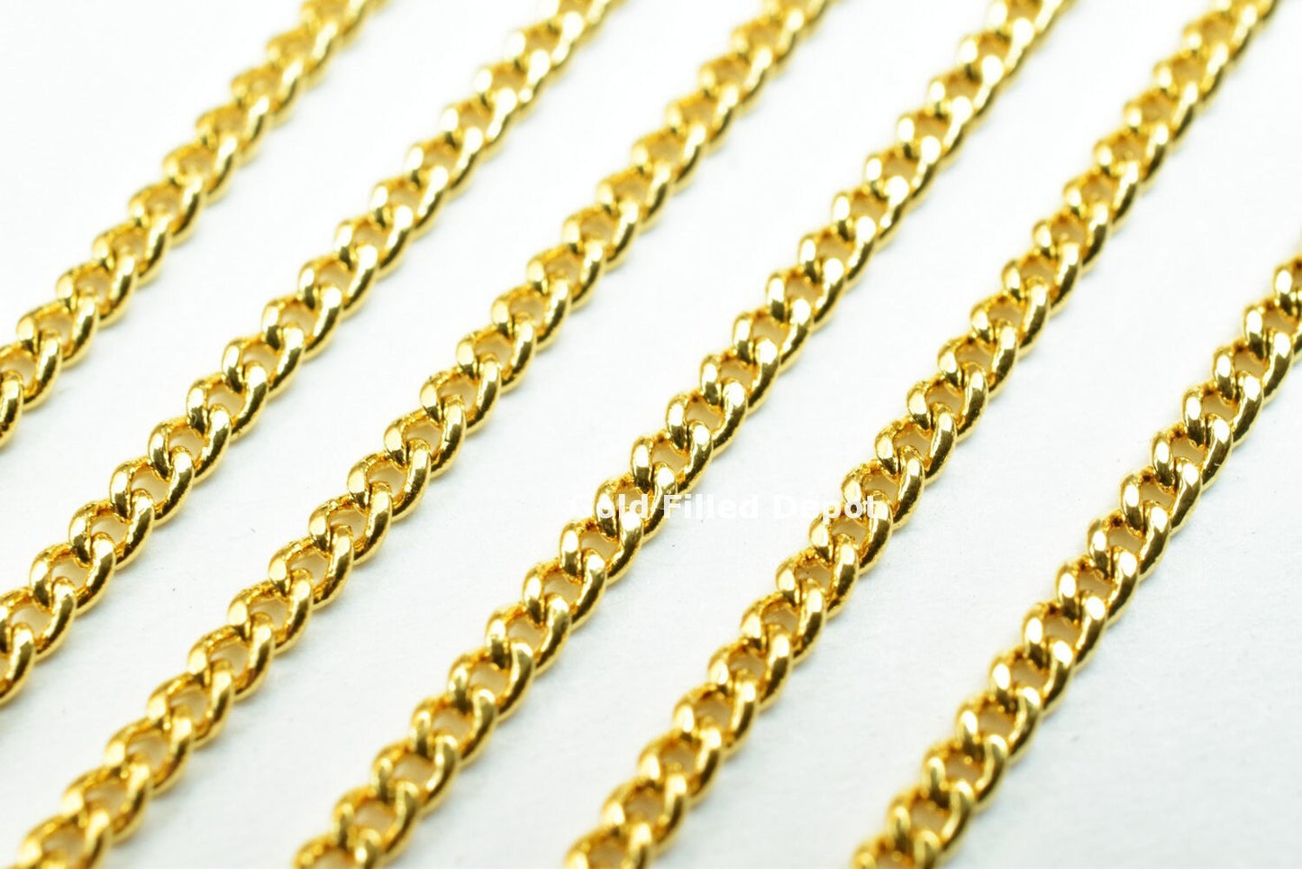 3 Feet 18K Gold Filled Cuban Link Chain, Chain Width 1mm Thickness 0.5mm Gold Filled Finding Chain for Jewelry Making - BeadsFindingDepot