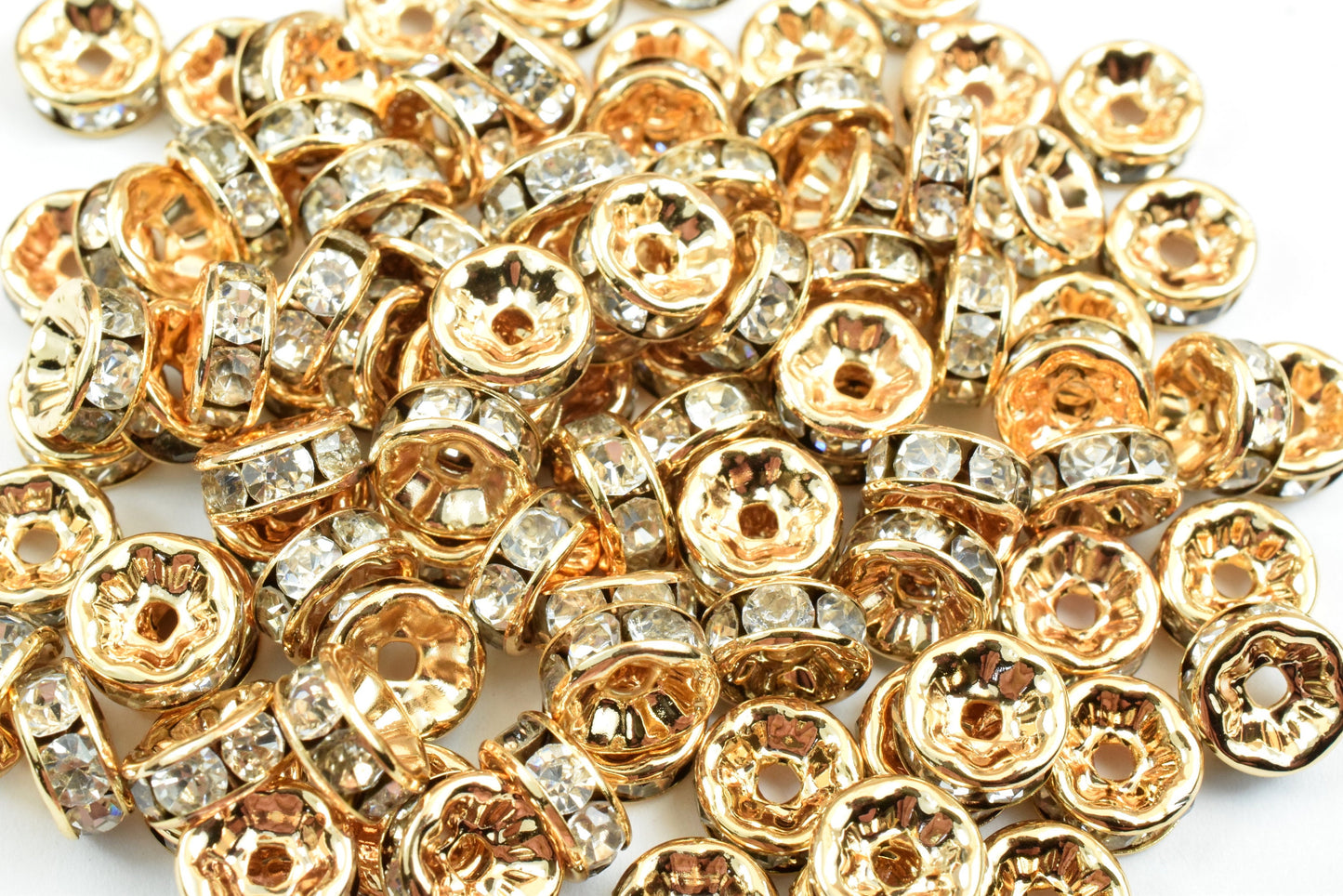 5mm/6mm/7mm/8mm/10mm/12mm Roundel Rhinestone Rose Gold Beads Clear Rhinestones/Roundel Bead/Roundel Beads/Wholesale Roundel beads