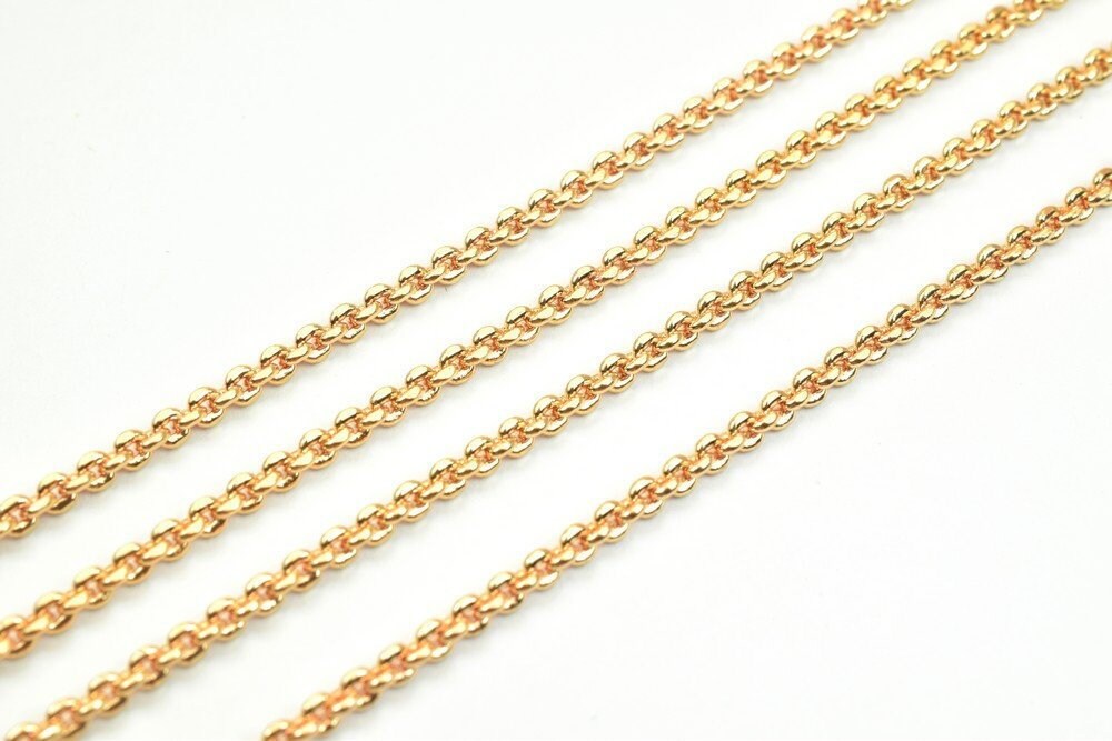 3 Feet 18K Pinky Gold Filled Cable Chain, Link Chain Width 2mm Thickness 1mm Gold-Filled finding Chain for Gold Filled Jewelry Making PGF07 - BeadsFindingDepot