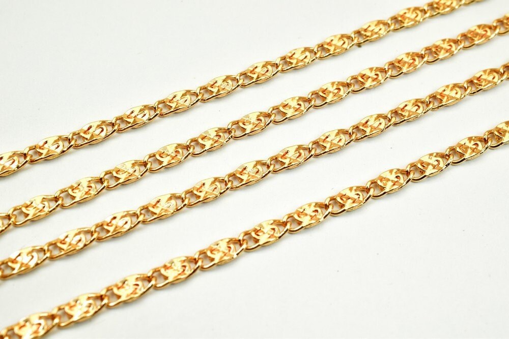 3 Feet 18K Pinky Gold Filled Scroll Chain Width 3mm Thickness 1mm Gold-Filled finding Chain for Gold Filled Jewelry Making PGF24 - BeadsFindingDepot