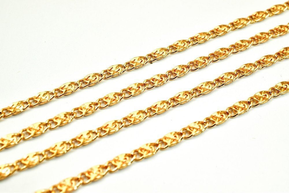 3 Feet 18K Pinky Gold Filled Scroll Chain Width 3mm Thickness 1mm Gold-Filled finding Chain for Gold Filled Jewelry Making PGF24 - BeadsFindingDepot