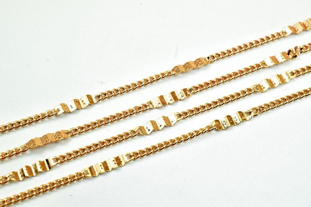 3 Feet 18K Pinky Gold Filled Curb Chain, Bar Chain, Cable Chain Width 3mm Thickness 1mm Gold-Filled finding for Jewelry Making PGF17 - BeadsFindingDepot