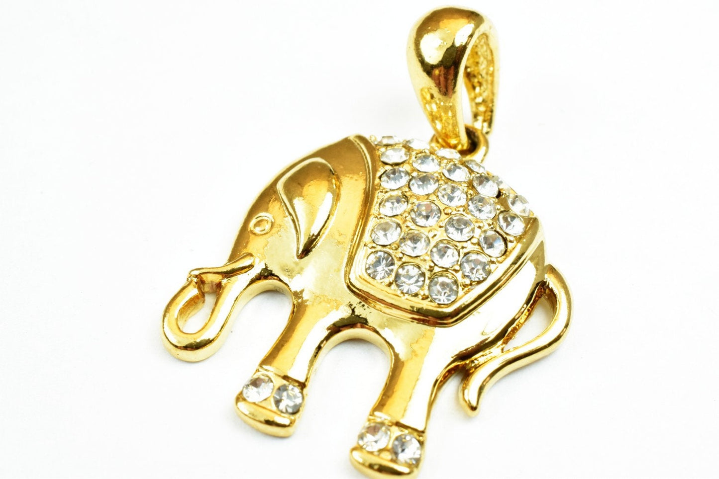 18K as Gold Filled* Elephant Pendant Charm Size 28x23.5mm With CZ Cubic Zirconia Stone as Gold Filled* Pendant For Jewelry Making GP138