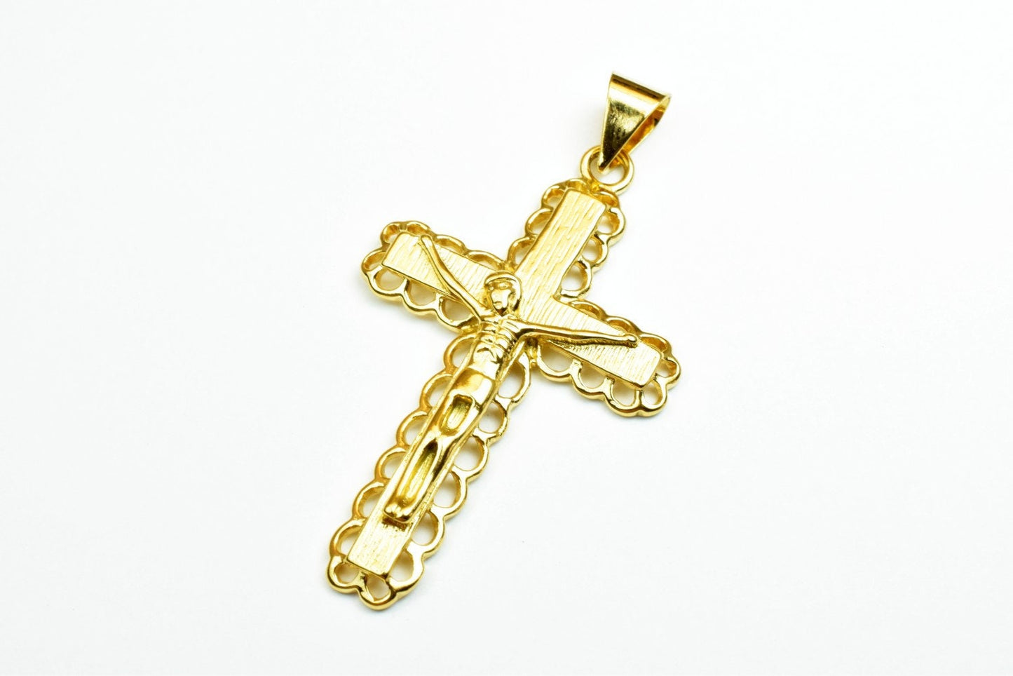 18K as as Gold Filled* tarnish resistant Cross Pendant Charm Jesus Size 50x30mm Christian Religious Cross For Jewelry Making