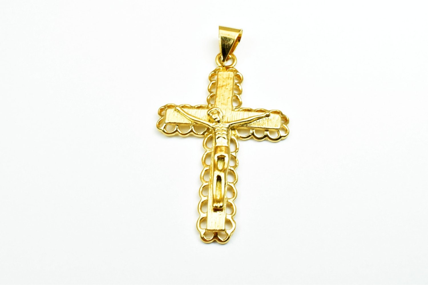 18K as as Gold Filled* tarnish resistant Cross Pendant Charm Jesus Size 50x30mm Christian Religious Cross For Jewelry Making