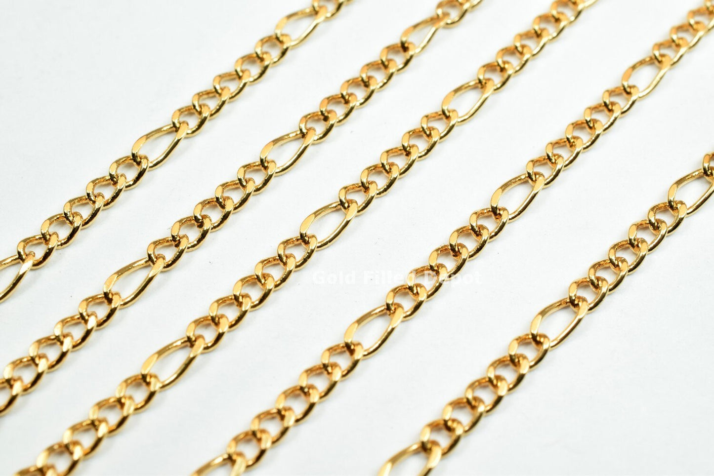 3 Feet 18K Gold Filled Chain Figaro Cuban Necklace Chain Width 2mm Thickness 0.5mm Gold-Filled findings for Jewelry Supplier GFC012 - BeadsFindingDepot