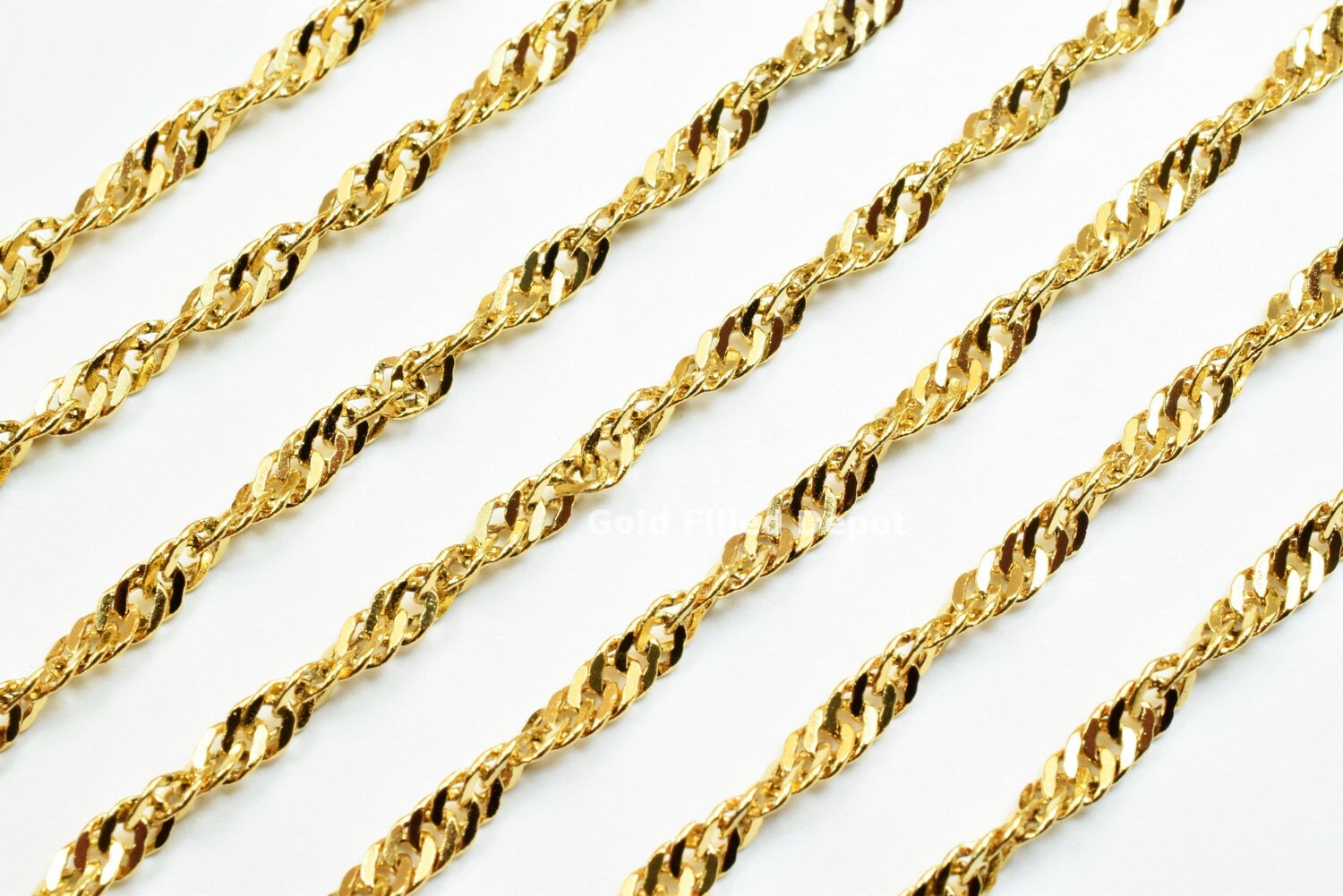 3 Foot 18K Gold Filled Flat Twist Snake Chain Size 2.8mm Gold Filled Findings Chain For Jewelry Making GFC009 - BeadsFindingDepot