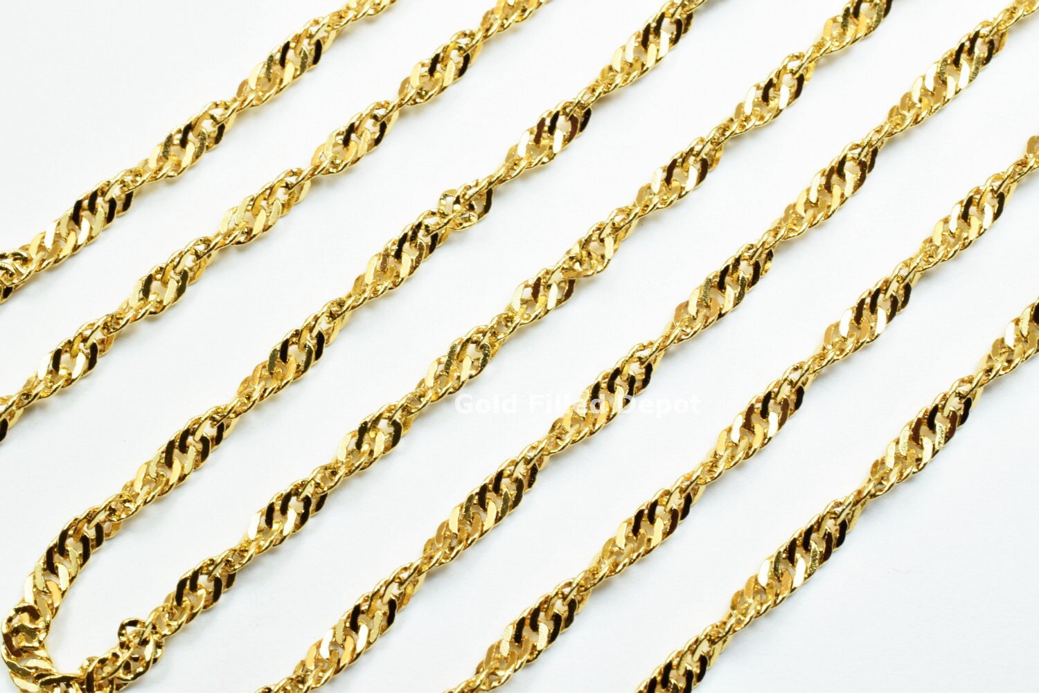 3 Foot 18K Gold Filled Flat Twist Snake Chain Size 2.8mm Gold Filled Findings Chain For Jewelry Making GFC009 - BeadsFindingDepot