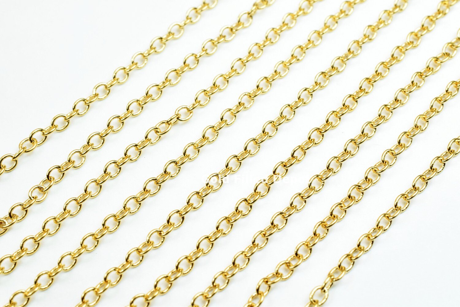 3 Foots 18K Gold Filled Chain Cable Link Chain Width 2mm Thickness 0.25mm Gold-Filled finding for Gold Filled Jewelry Making - BeadsFindingDepot