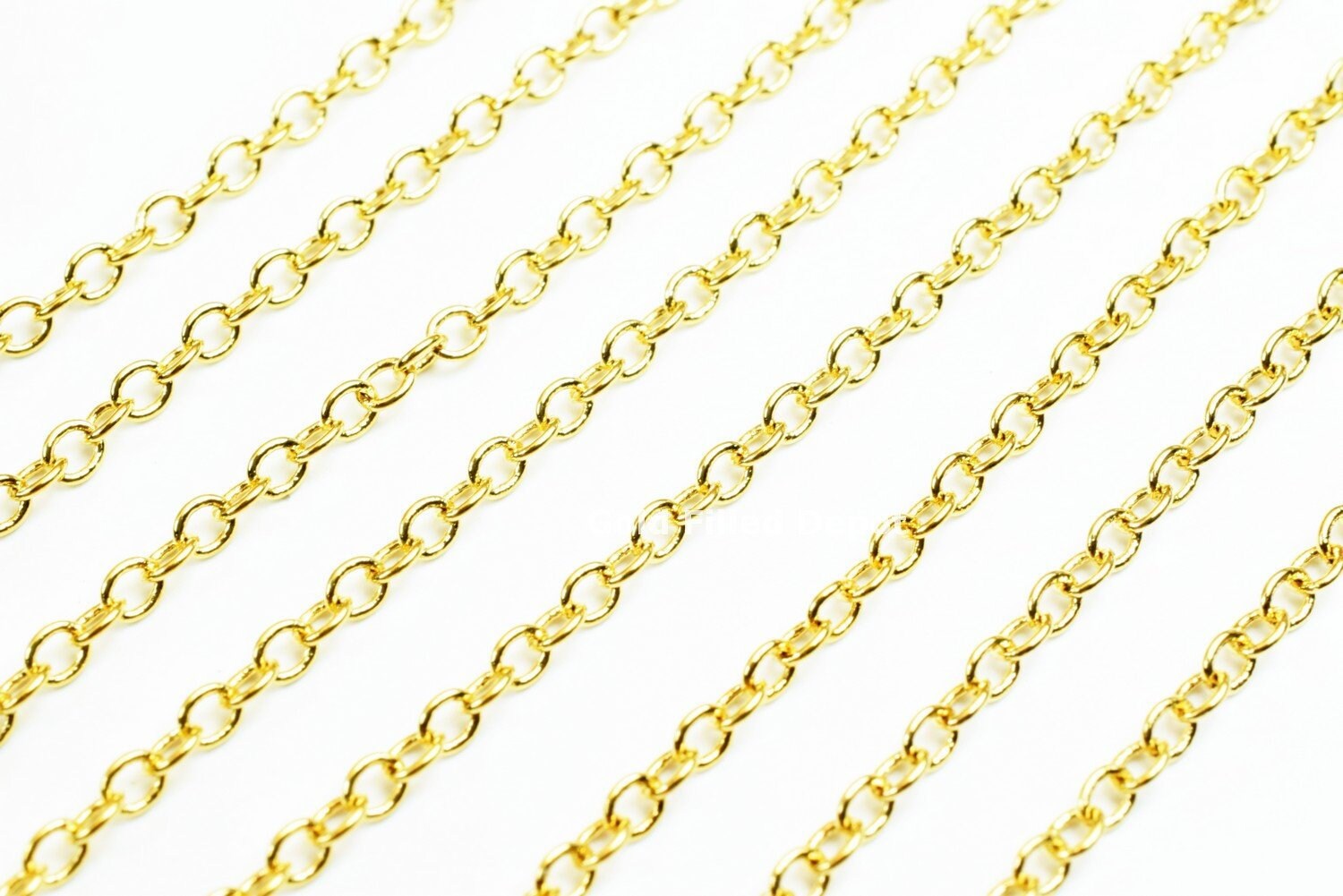 3 Foots 18K Gold Filled Chain Cable Link Chain Width 2mm Thickness 0.25mm Gold-Filled finding for Gold Filled Jewelry Making - BeadsFindingDepot