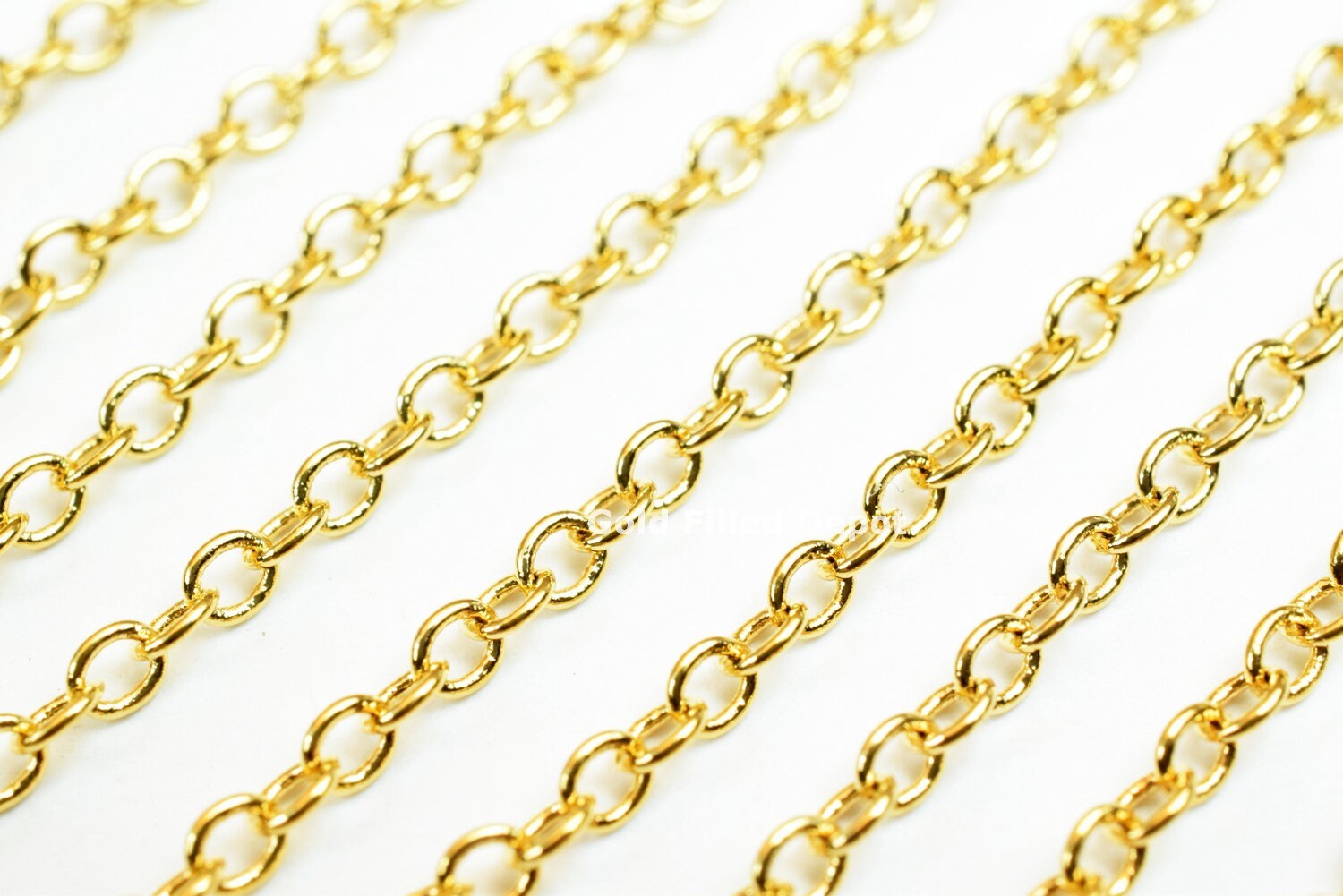 3 Foots 18K Gold Filled Chain Cable Link Chain Width 2mm Thickness 0.25mm Gold-Filled finding for Gold Filled Jewelry Making - BeadsFindingDepot