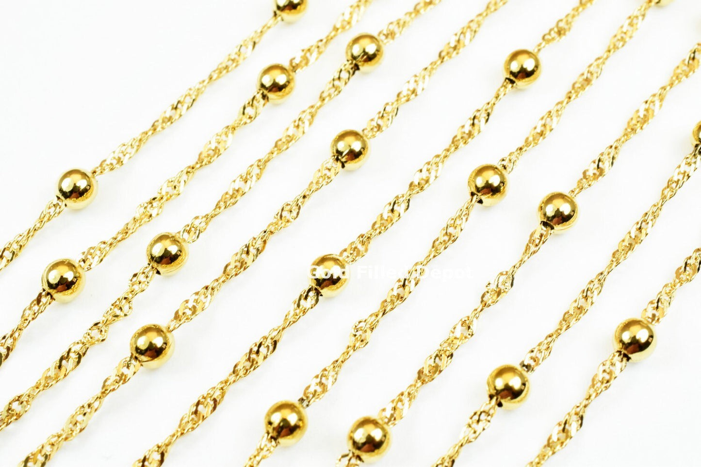 3 Foot 18K Gold Filled Singapore Satellite Ball Chain Ball Size 3.5mm, Ball Chain Size 2mm GoldFilled finding for Gold Filled Jewelry Making - BeadsFindingDepot