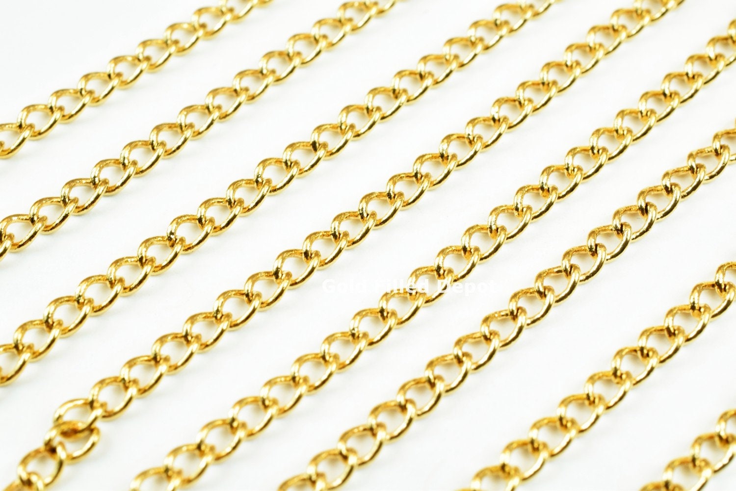 3 Foots 18K Gold Filled Chain Cable Link Chain Width 3mm Thickness 1mm Gold-Filled finding for Gold Filled Jewelry Making - BeadsFindingDepot