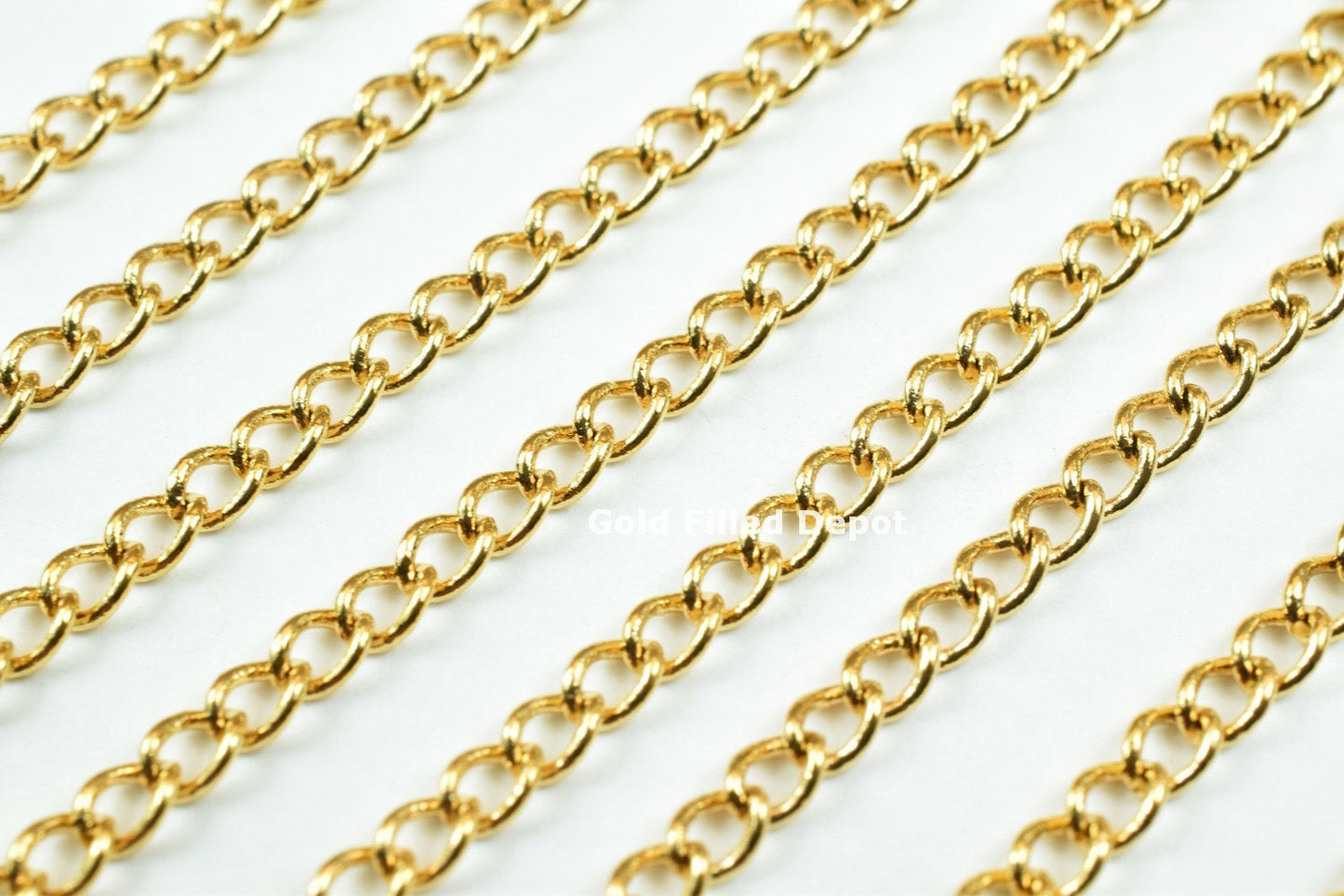 3 Foots 18K Gold Filled Chain Cable Link Chain Width 3mm Thickness 1mm Gold-Filled finding for Gold Filled Jewelry Making - BeadsFindingDepot