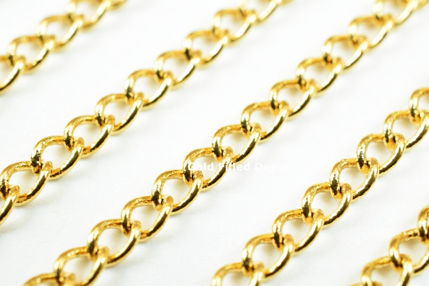 3 Foots 18K Gold Filled Chain Cable Link Chain Width 3mm Thickness 1mm Gold-Filled finding for Gold Filled Jewelry Making - BeadsFindingDepot