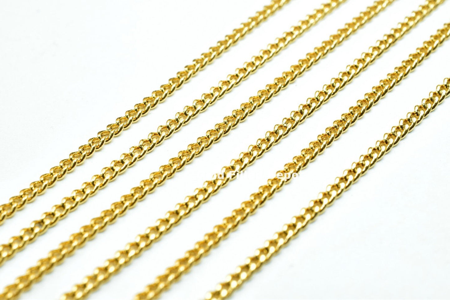 3 Feet 18K Gold Filled Cuban Link Chain, Chain Width 1mm Thickness 0.5mm Gold Filled Finding Chain for Jewelry Making - BeadsFindingDepot