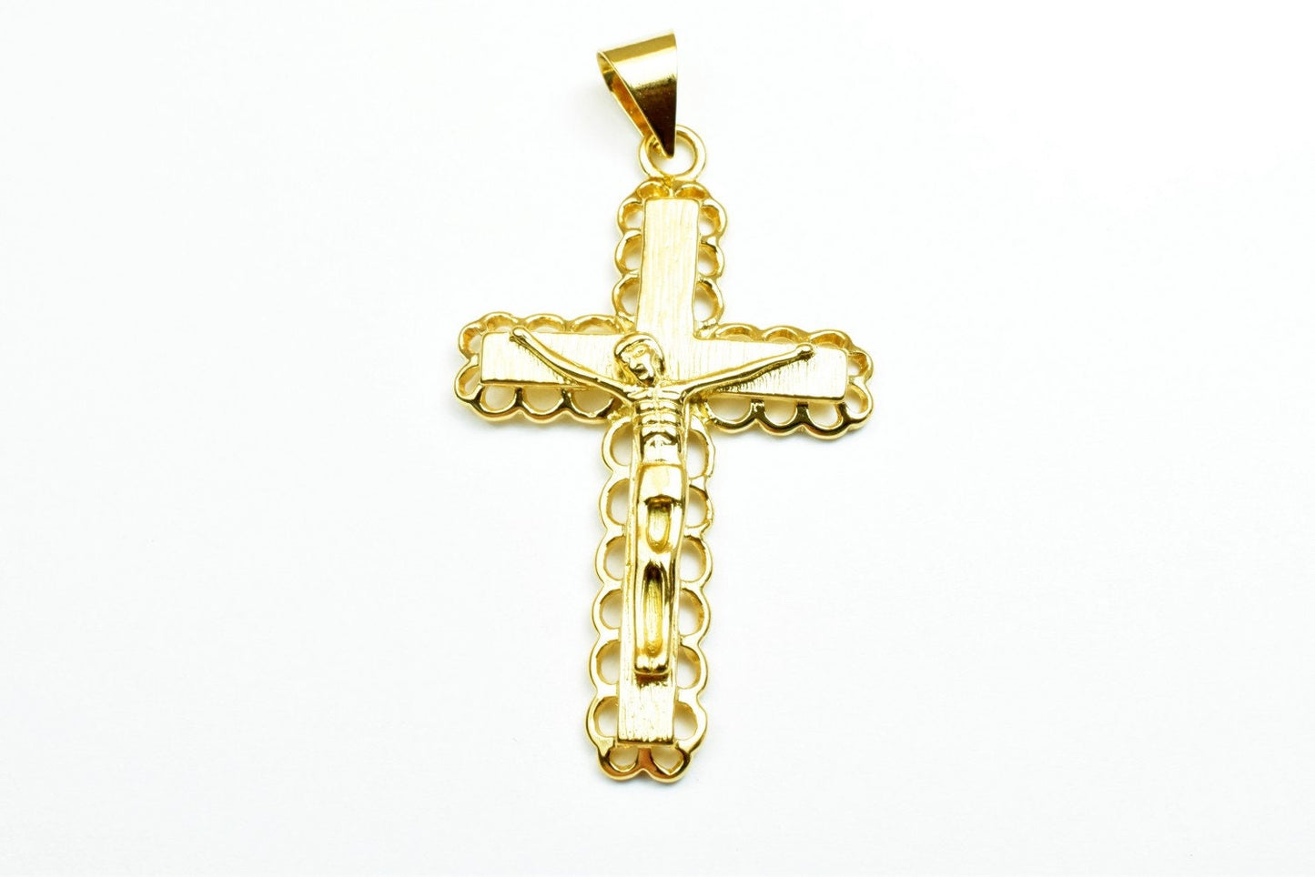 18K as as Gold Filled* tarnish resistant Cross Pendant Charm Jesus Size 50x30mm Christian Religious Cross For Jewelry Making