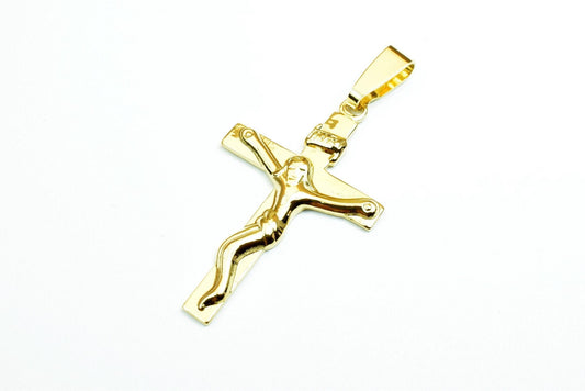 18K as Gold Filled* Religious Cross Pendant With Jesus Size 39x23mm For Rosary Baby Christening Baptism Gift Christening Gift Jewelry Making