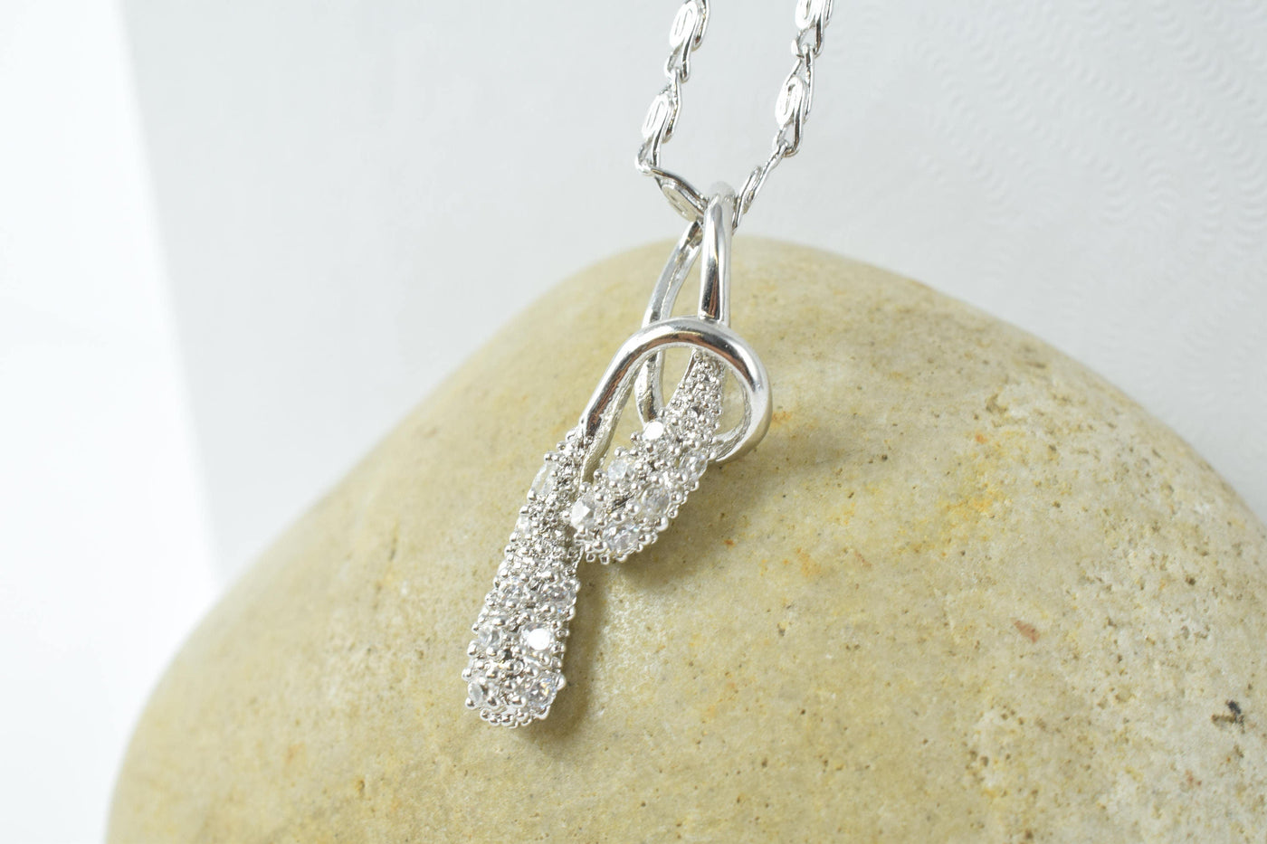 White Gold Filled Rhodium Sparkly Pendant With CZ Cubic Zirconia Stone Size 24.5x7mm Findings Charm For Jewelry Making RP02