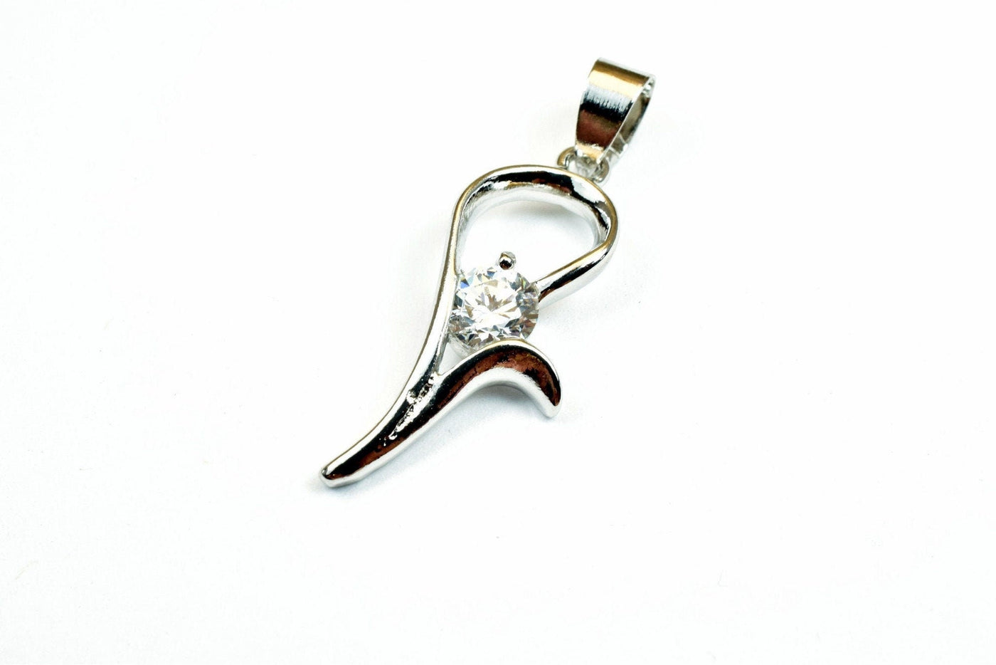 White Gold Filled Love Rhodium Charm Pendants Size 25x9mm With CZ Cubic Zirconia Crystal Bling Bling Findings Rhinestone For Jewelry Making
