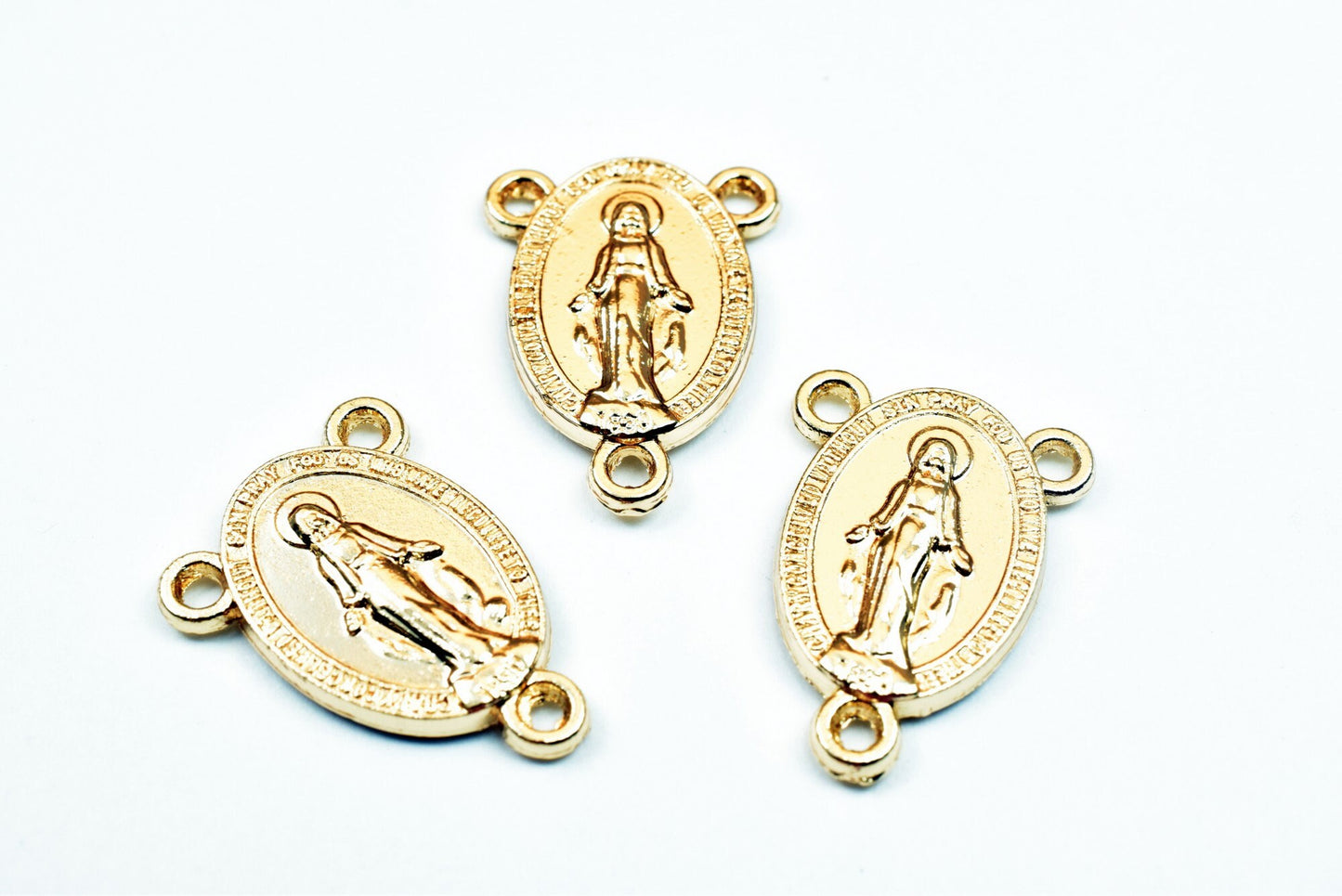 18K Gold Filled Virgin Mary Y Connector - Elegant 20x14.5mm Religious Jewelry Finding for Rosary Making, Durable & Hypoallergenic BeadsFindingDepot