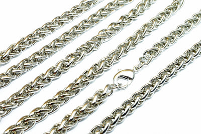 Spiga or Wheat Rhodium Filled White Gold Filled Chain 22" Inch CS5 For Jewelry Making