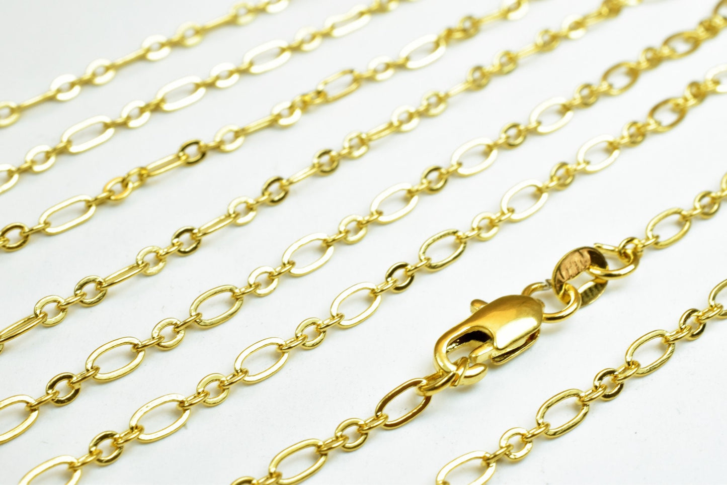 Gold Filled EP Long Cable Chain 18KT Gold Filled Size 17 1/4" Long 2mm Width 0.5mm Thickness For Jewelry Making Item #CG482