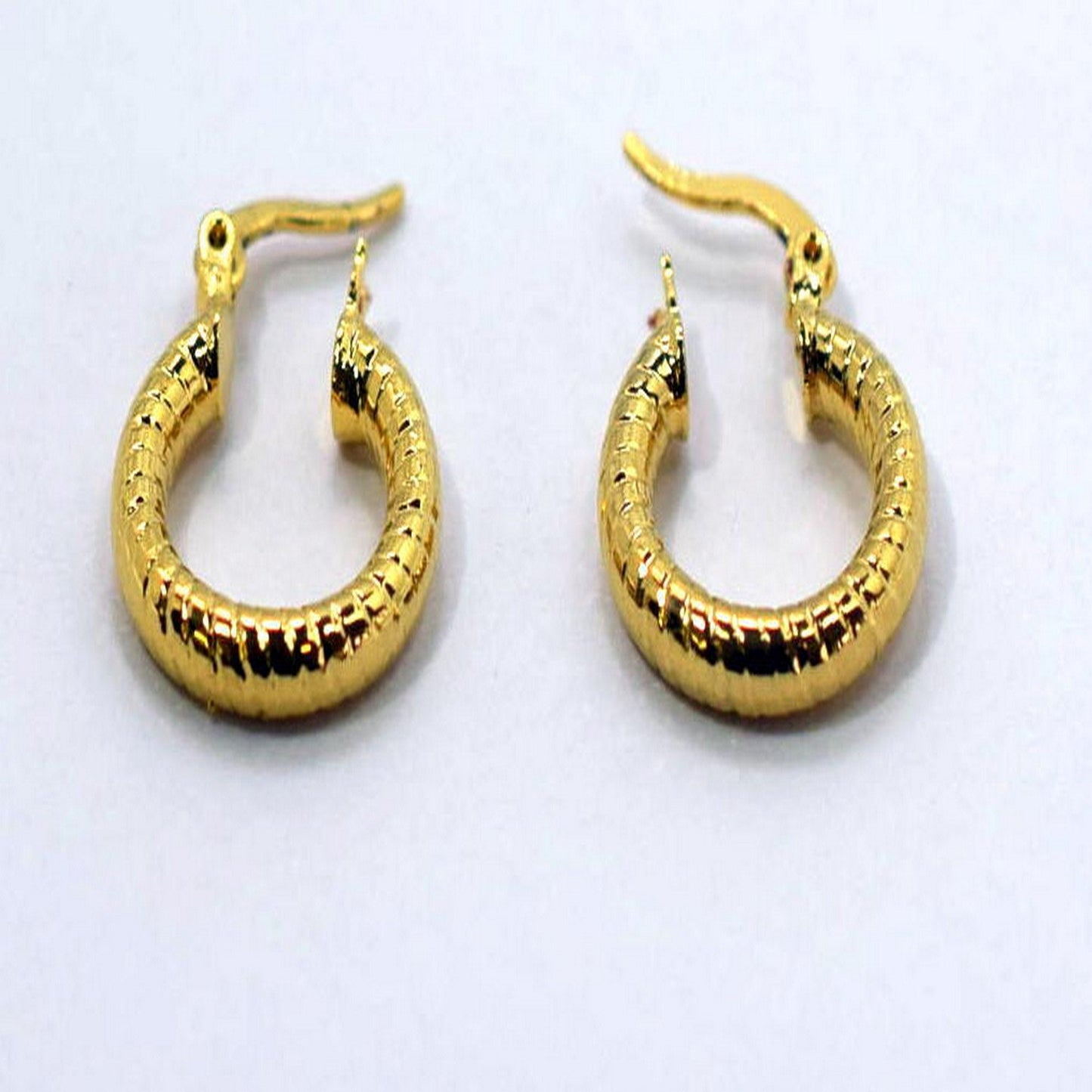 Diamond Cut Hoop Earring Gold Filled EP 18Kt , Jewelry Gift 15mm ,25mm Small to Large Earring For Every one 3mm thickness Bamboo Earring BeadsFindingDepot