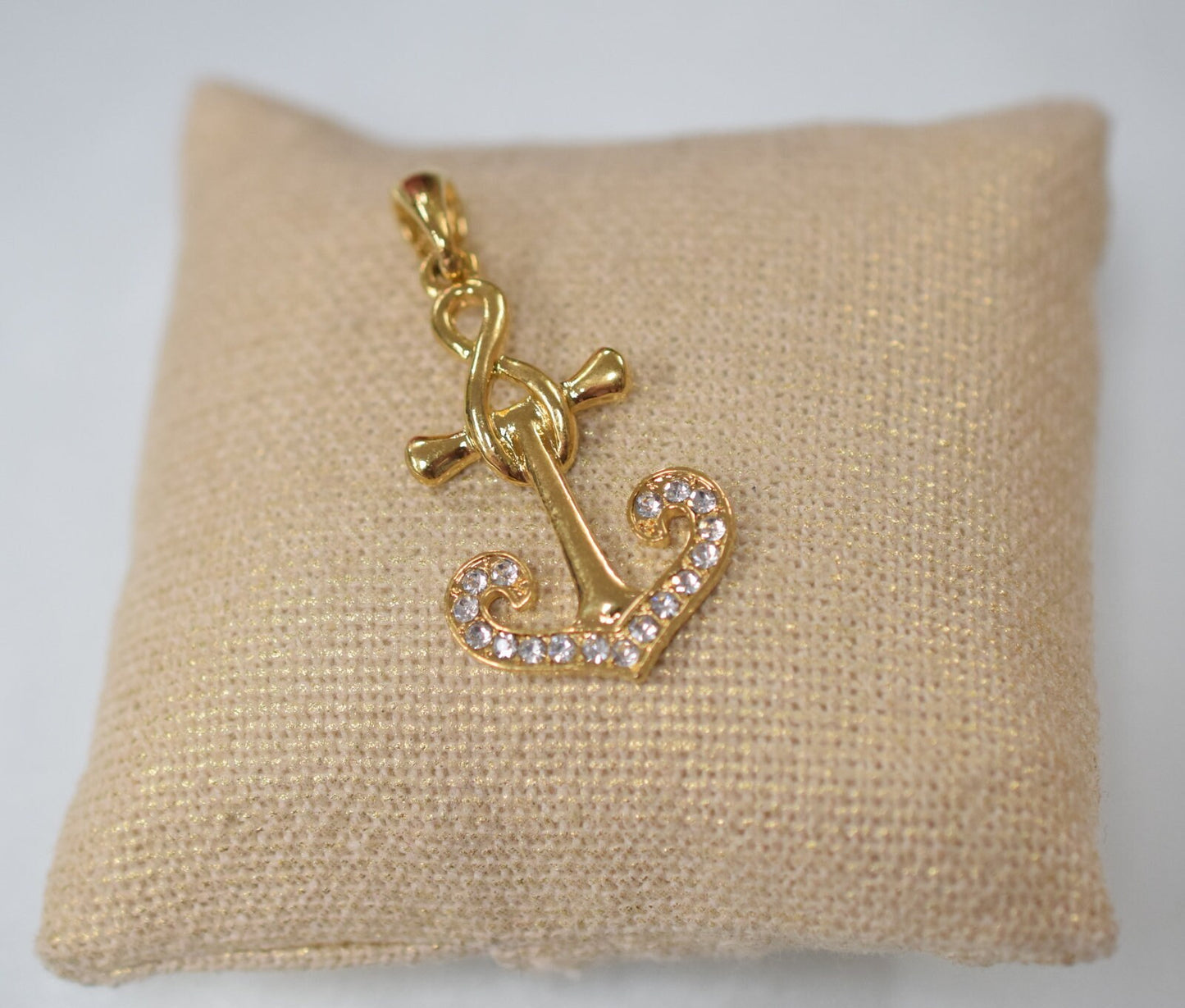 18Kt as Gold Filled* Anchor Pendant Charm with Zircon Size 46x22mm as Gold Filled* Pendant For Jewelry Making GP154